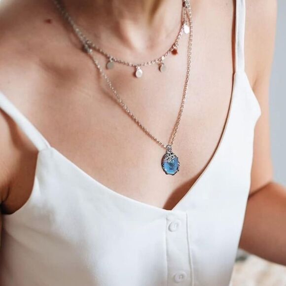 NEW Silver Plated Chain Natural Moonstone Pendant Necklace - Picture 2 of 7